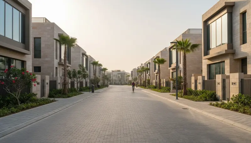 Quiet street in a Dubai villa community